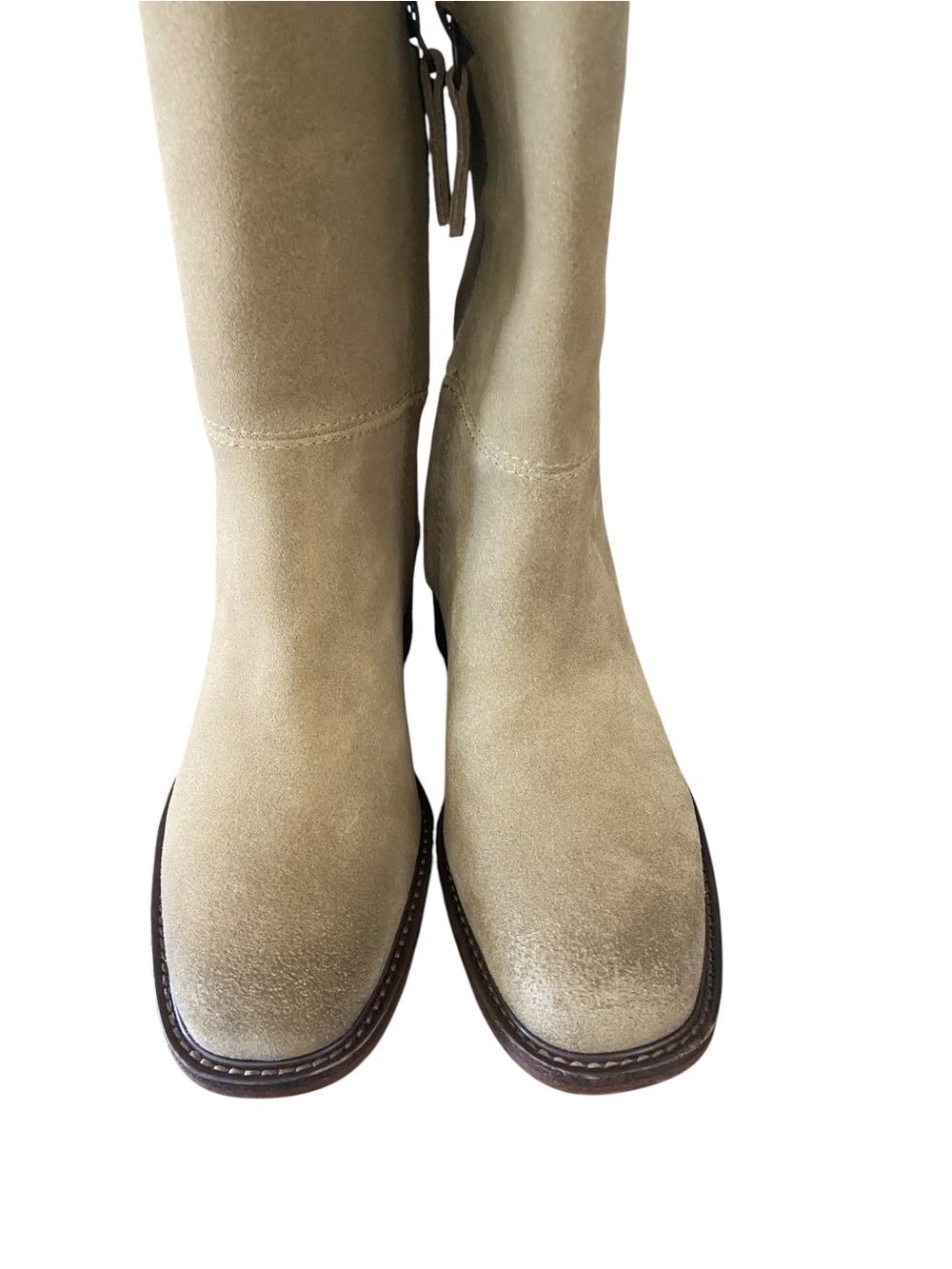 Franco Sarto Knee-High Genuine Leather Boots in Beige Taupe - Picture 3 of 16